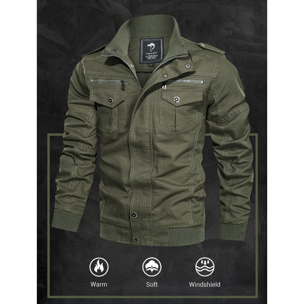 Windproof Men's Military Jacket / Vintage Motorcycle Cotton Jacket / Autumn-Winter Biker Clothes - HARD'N'HEAVY