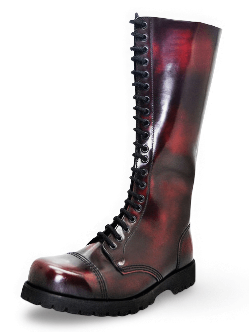 Wine Red 20 Eyelets Unisex Rangers Boots with Steel Toe