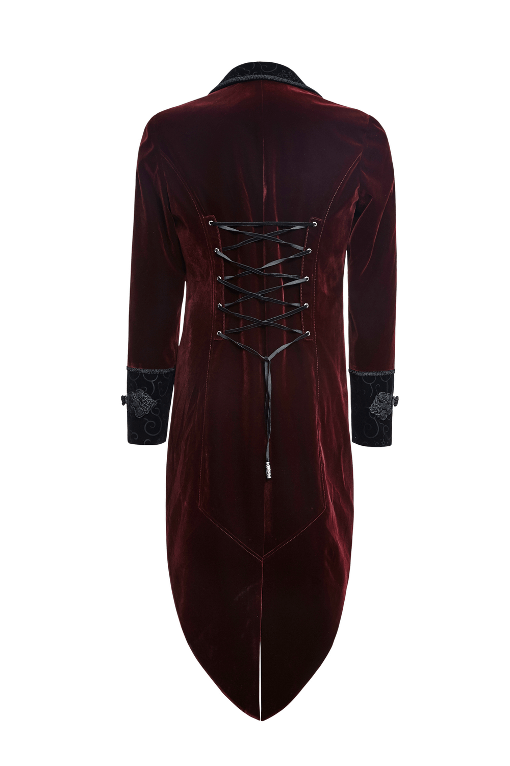 Wine Red Gothic Jacket with Classical Tailcoat Design - HARD'N'HEAVY