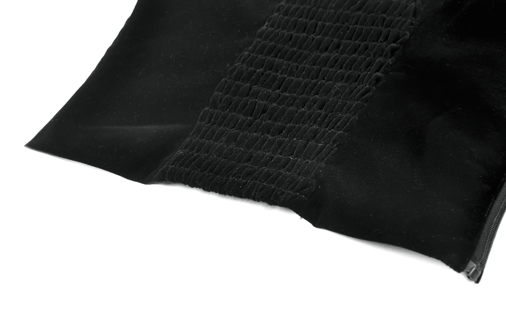 Close-up of the fabric detailing on the Wine Red Velvet Lace Up Gothic Corset Cami Bustier.