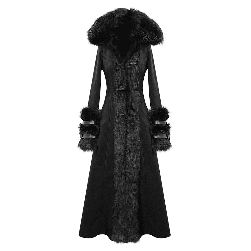 Winter is Coming Gothic Style Black Long Coat / Female Thick Alternative Clothing - HARD'N'HEAVY