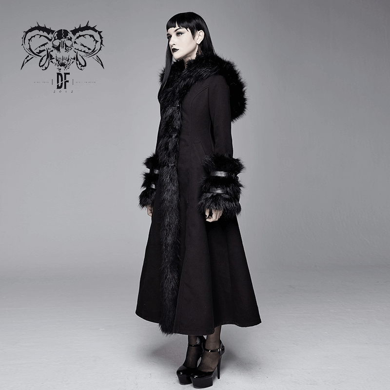 Winter is Coming Gothic Style Black Long Coat / Female Thick Alternative Clothing - HARD'N'HEAVY