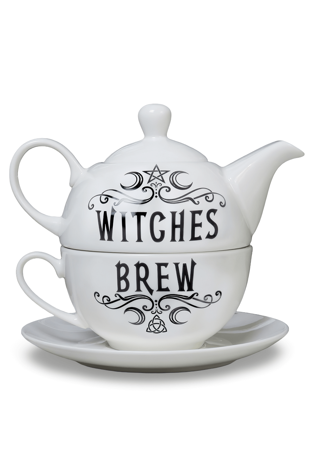 Witches Brew tea set for one featuring a whimsical teapot and cup, perfect for potion-making tea moments.