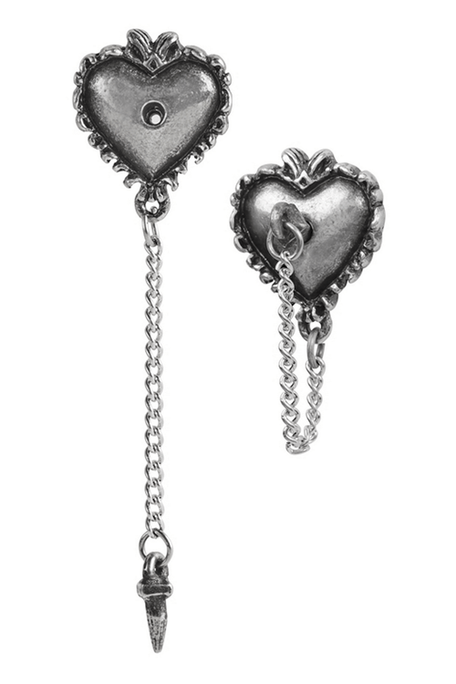 Hexenherz-Ohrstecker mit Zinnnadel und Kette