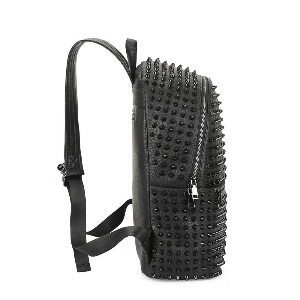 Women Black Backpack with Large Capacity and with Many of Rivets / Rock Style Accessories - HARD'N'HEAVY