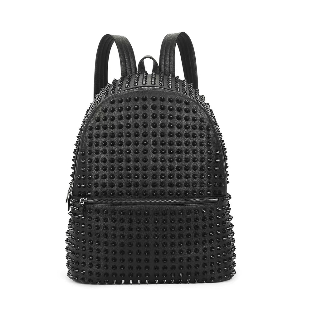 Women Black Backpack with Large Capacity and with Many of Rivets / Rock Style Accessories - HARD'N'HEAVY