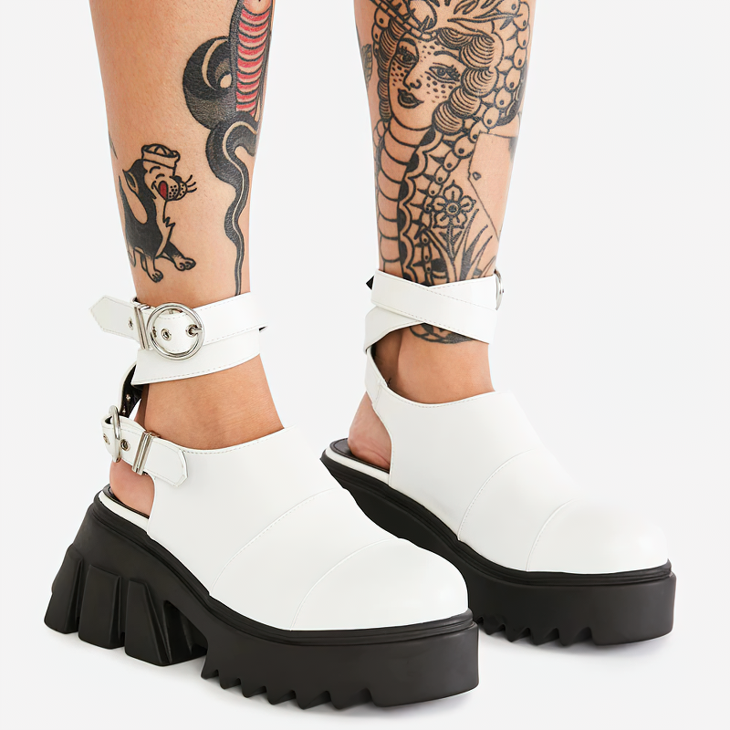 Women Buckle Strap Platform Shoes / High Heel Alternative Fashion Sandals for Ladies - HARD'N'HEAVY