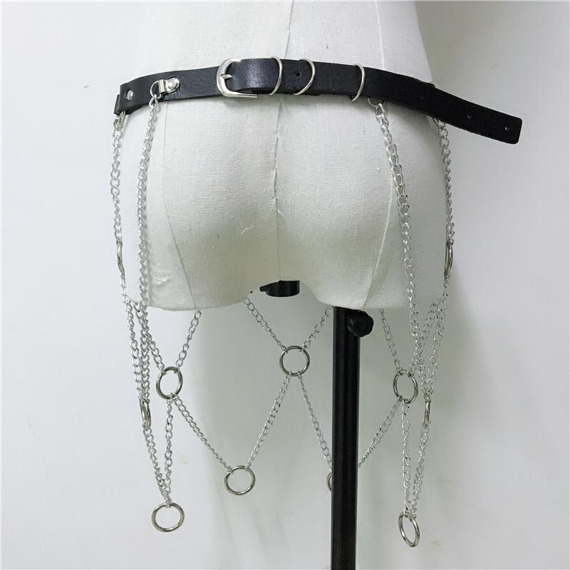 Women Faux Leather Link Chains Body Harness with Chains / Rock Star Fashion for Girls - HARD'N'HEAVY