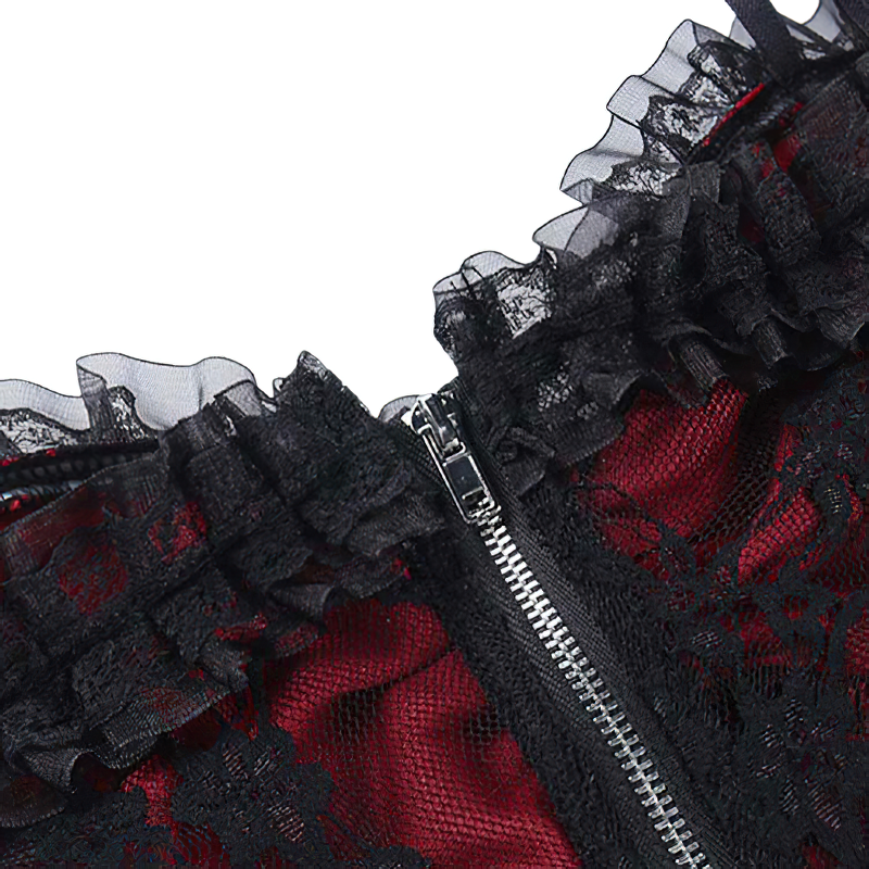 Women Rock Style Top Of Lace And Cross Decorate / Gothic Streetwear Backless And Straps - HARD'N'HEAVY