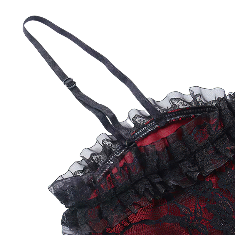 Women Rock Style Top Of Lace And Cross Decorate / Gothic Streetwear Backless And Straps - HARD'N'HEAVY