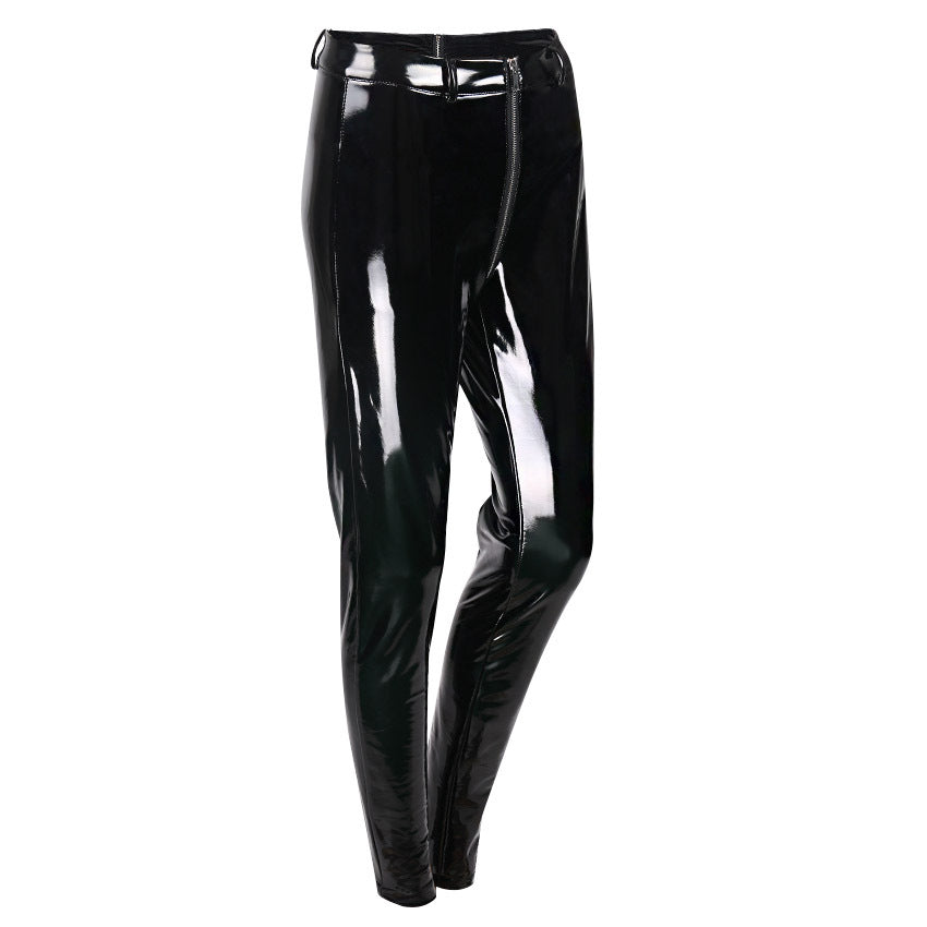 Women Sexy Shiny PU Leather Leggings with Back Zipper / Latex Rubber Pants - HARD'N'HEAVY