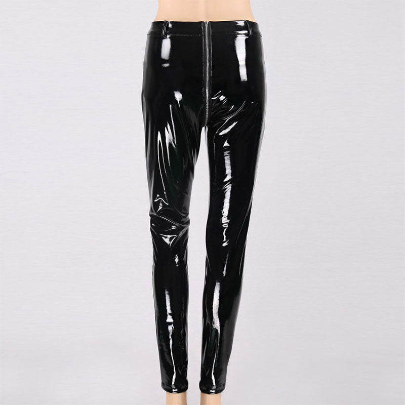 Women Sexy Shiny PU Leather Leggings with Back Zipper / Latex Rubber Pants - HARD'N'HEAVY