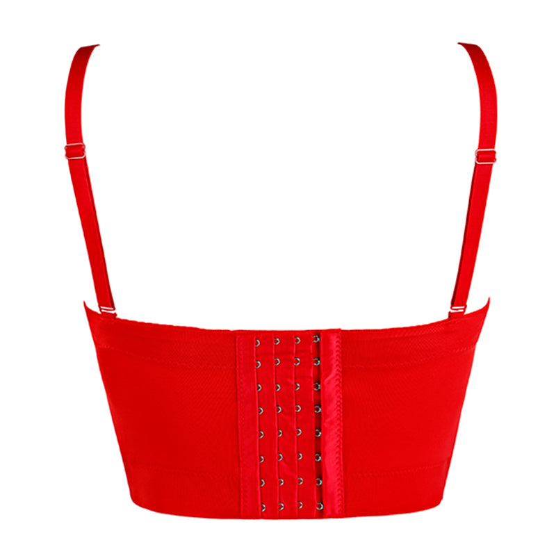 Women Steampunk Corset Bra Tops / Red PU Leather Bralette Push up Bras for Women in Gothic Style - HARD'N'HEAVY