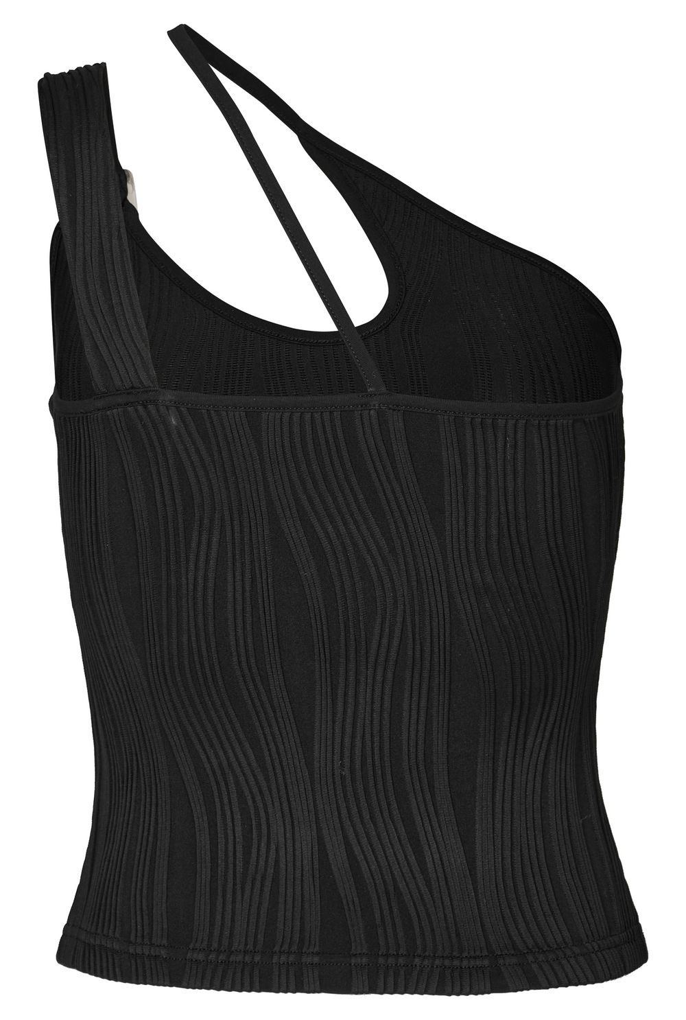 Women Stylish Black One-Shoulder Buckle Tank Top