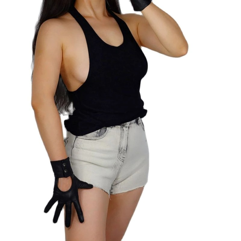 Women Touch Screen Real Leather Gloves / Alternative Fashion Gloves with Buttons - HARD'N'HEAVY