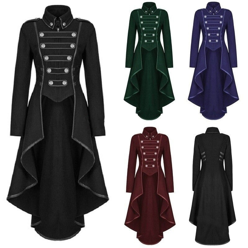 Women Worsted Long Thick Overcoats / Gothic Single Breasted Long Sleeve Winter Coats - HARD'N'HEAVY