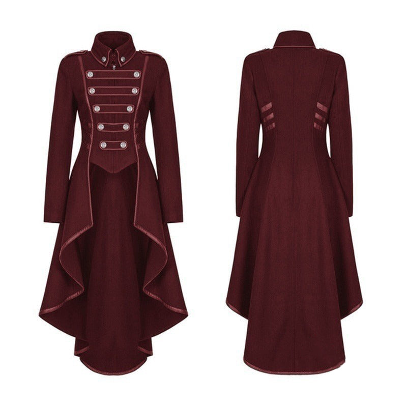 Women Worsted Long Thick Overcoats / Gothic Single Breasted Long Sleeve Winter Coats - HARD'N'HEAVY