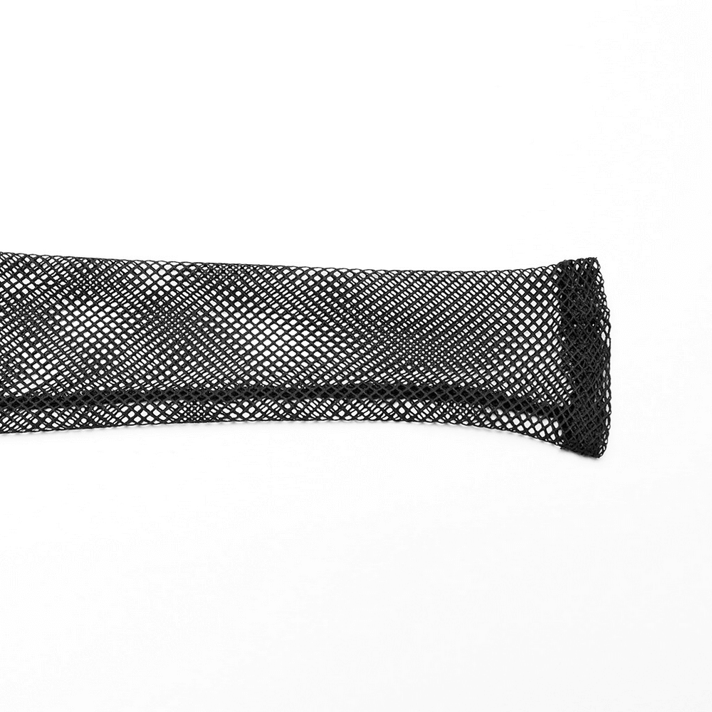 Close-up of black mesh fabric showcasing punk style for edgy fashion statements.