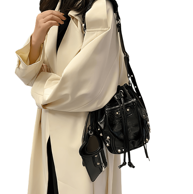 Women's Biker Bucket Bag With Rivets / Fashion Bag With Mirror Purse - HARD'N'HEAVY