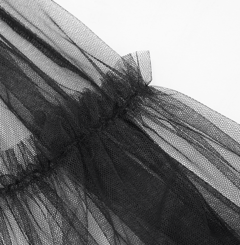 Close-up of delicate black lace fabric showcasing the elegant detailing of the Gothic style slip dress.