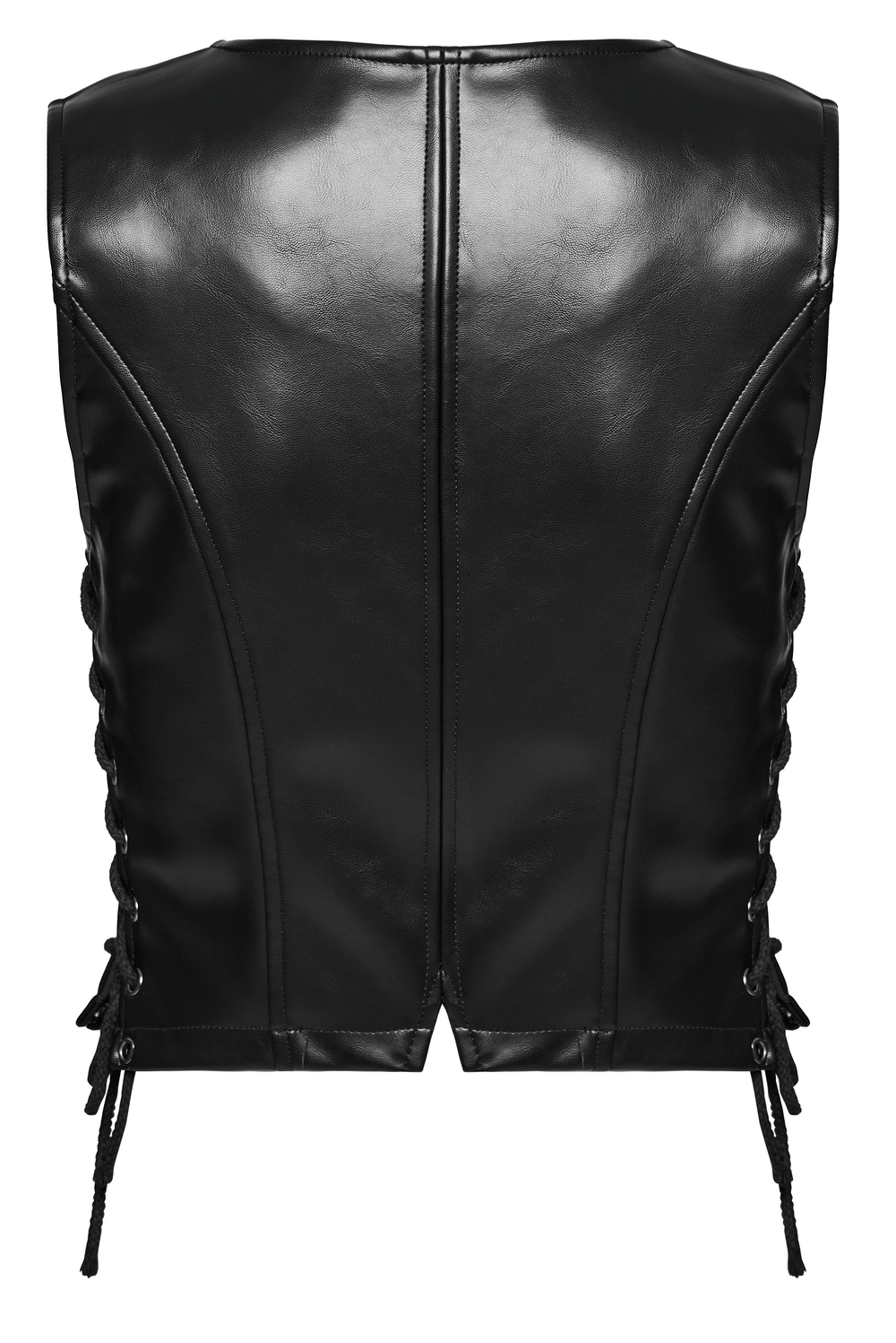 Women's Black Faux Leather Punk Vest Rivets Detail