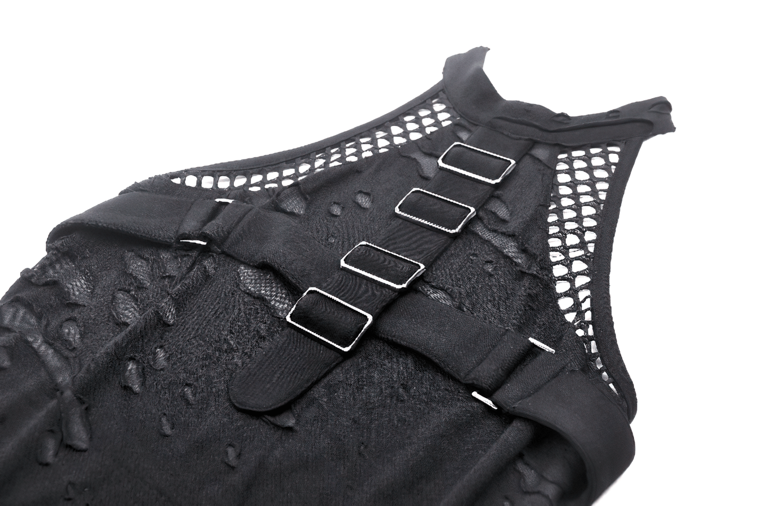 Women's Black Gothic Halter Top with Distressed Details