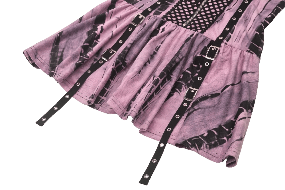 Women's Black Lace Corset Dress with Pink Tie Dye
