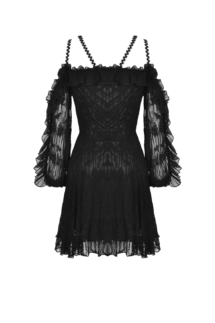 Women's Black Lace Off-Shoulder Dark Witch Dress