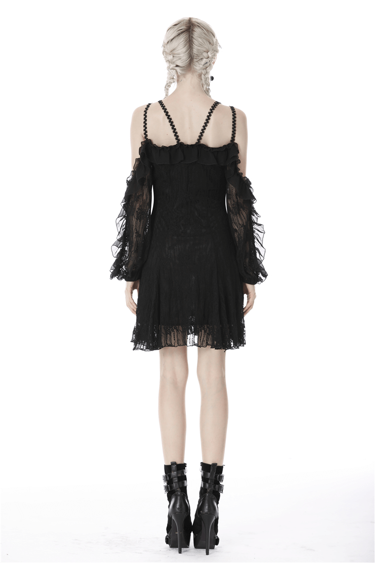 Women's Black Lace Off-Shoulder Dark Witch Dress