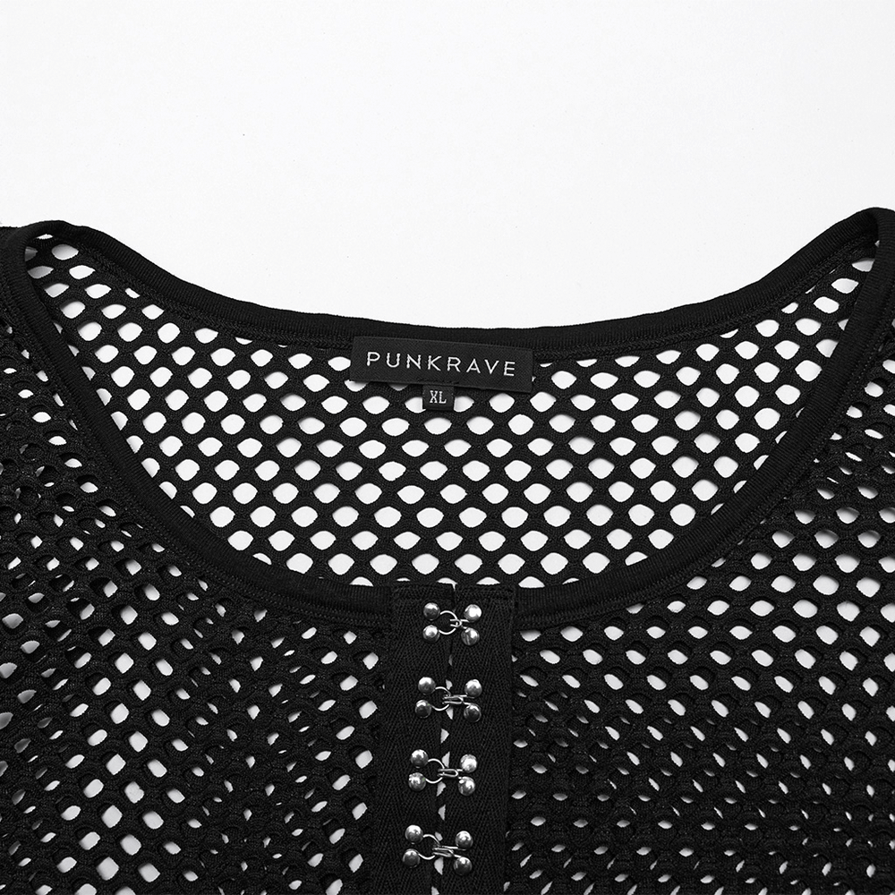 Women's Black Mesh Layered Zip Top with Long Sleeves