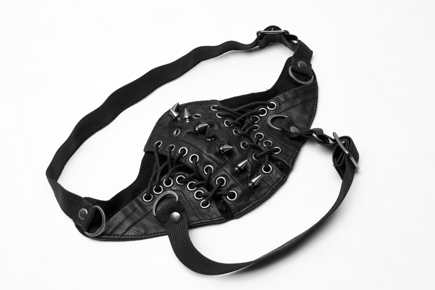 Women's Black Punk Style PU Leather Mask with Rivets