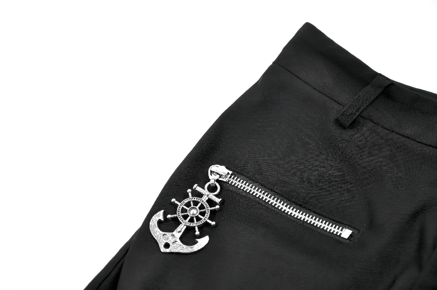 Women's Cargo Shorts with O-Ring Garter and Pocket featuring zipper and anchor charm detail.