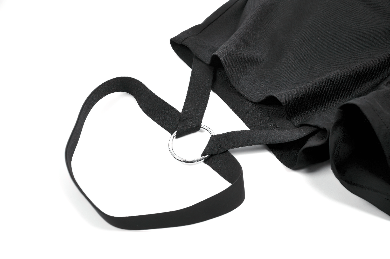 Women's Cargo Shorts with O-Ring Garter and Pocket featuring an industrial strap and silver O-ring detail.