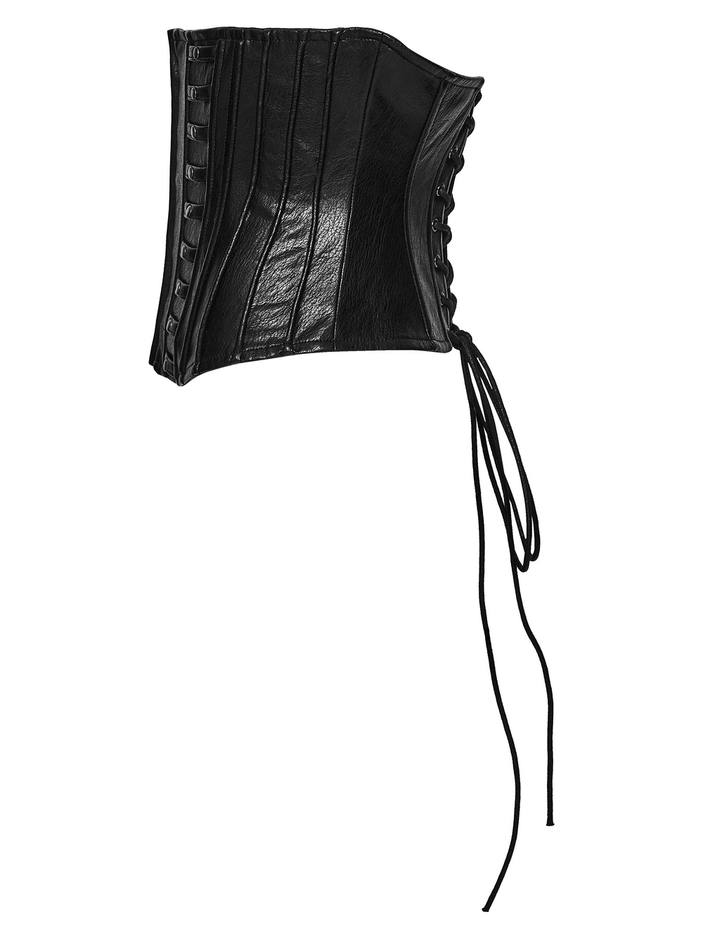 Women's Cyberpunk Faux Leather Underbust Corset with lace-up back, zipper front, and sleek industrial edge