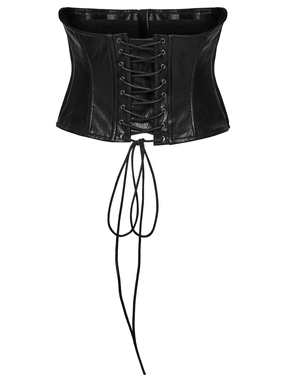 Women's Cyberpunk Faux Leather Underbust Corset black faux leather with lace-up front and adjustable waist shaping