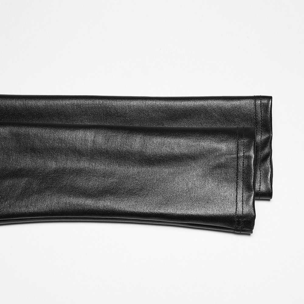 Close-up of black rubberized knit sleeves for Women's Cyberpunk Rubberized Knit Moto Jacket.