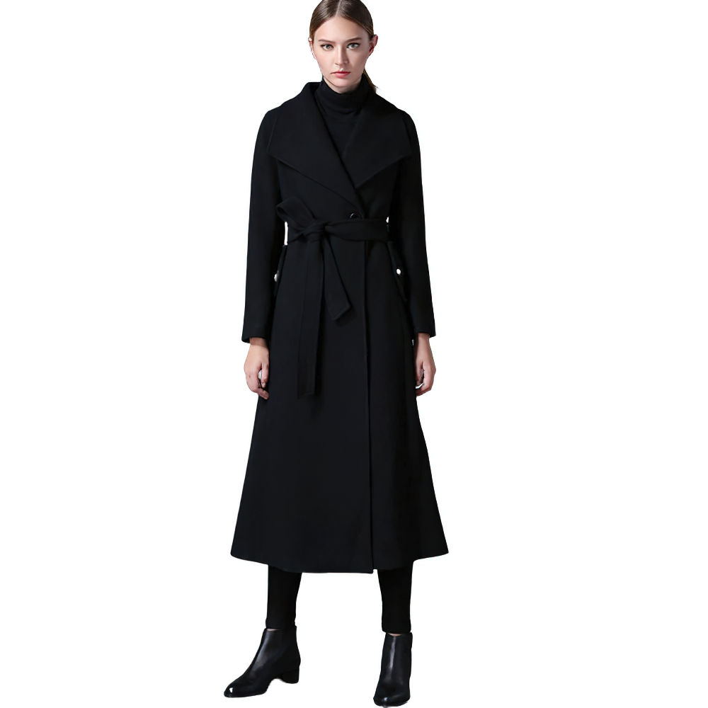 Women's Elegant Long Wool Coat / Alternative Fashion Clothing / Black Vintage Coat for You - HARD'N'HEAVY