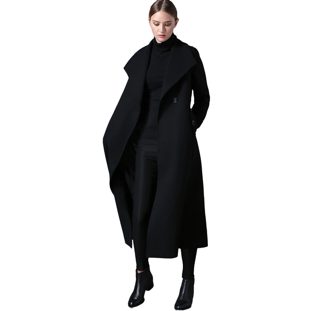 Women's Elegant Long Wool Coat / Alternative Fashion Clothing / Black Vintage Coat for You - HARD'N'HEAVY