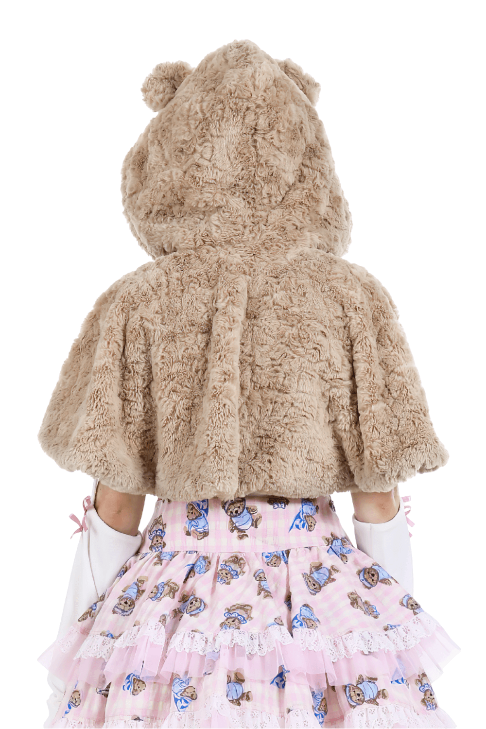 Women's Faux Fur Hooded Warm Cape with Bear Ears