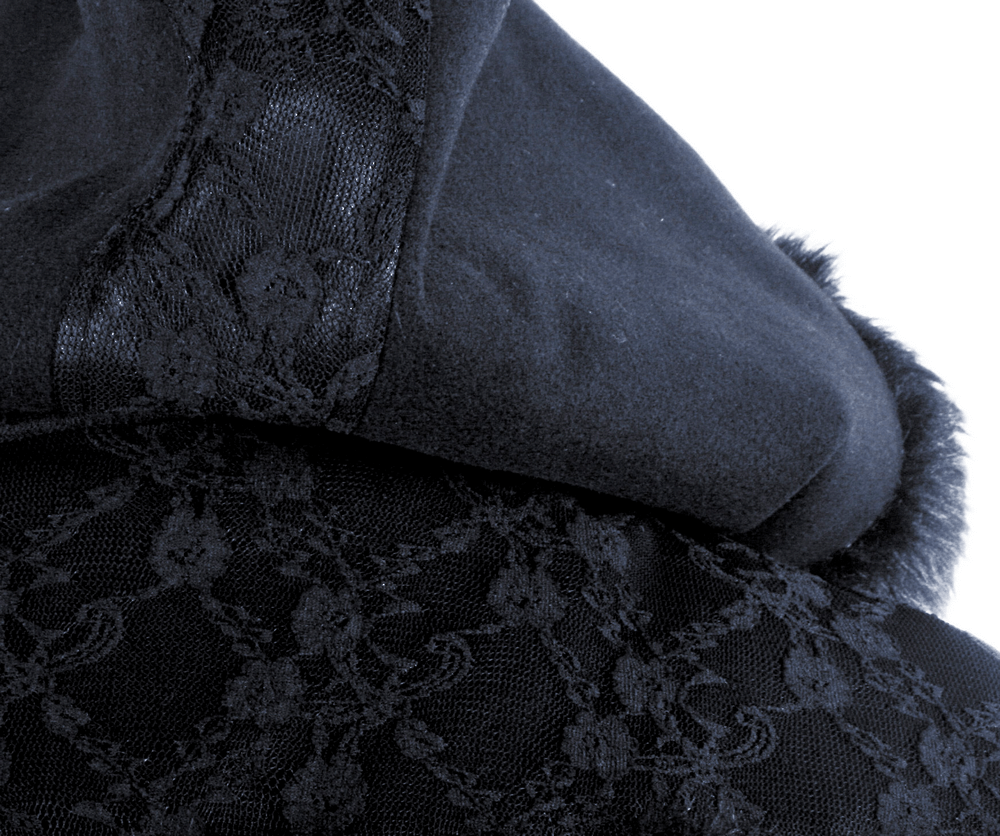 Women's Faux Fur-Trimmed Gothic Hooded Woolen Coat - HARD'N'HEAVY