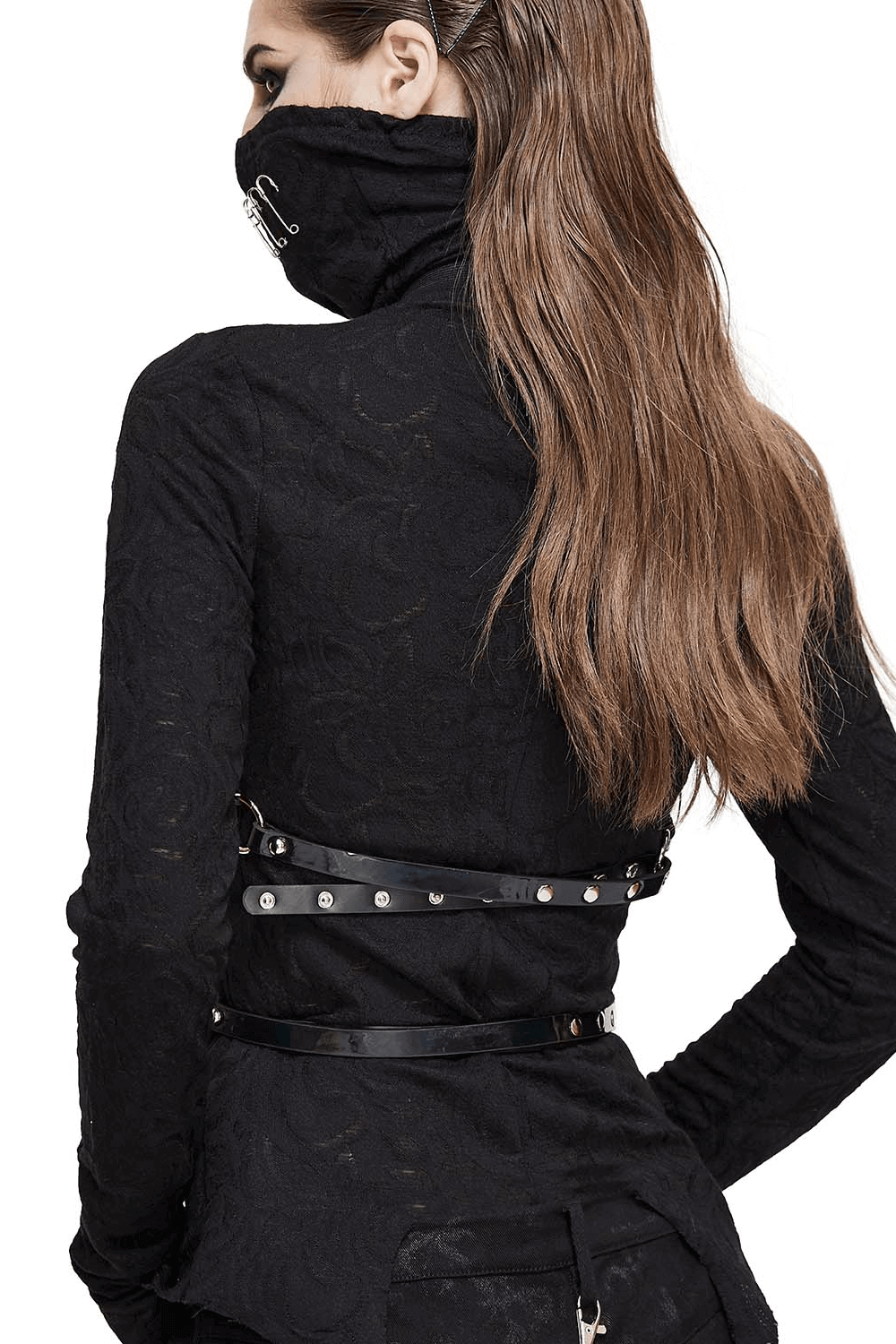 Women's gothic body harness featuring PU leather and silver fittings, adding a sexy touch to any outfit.
