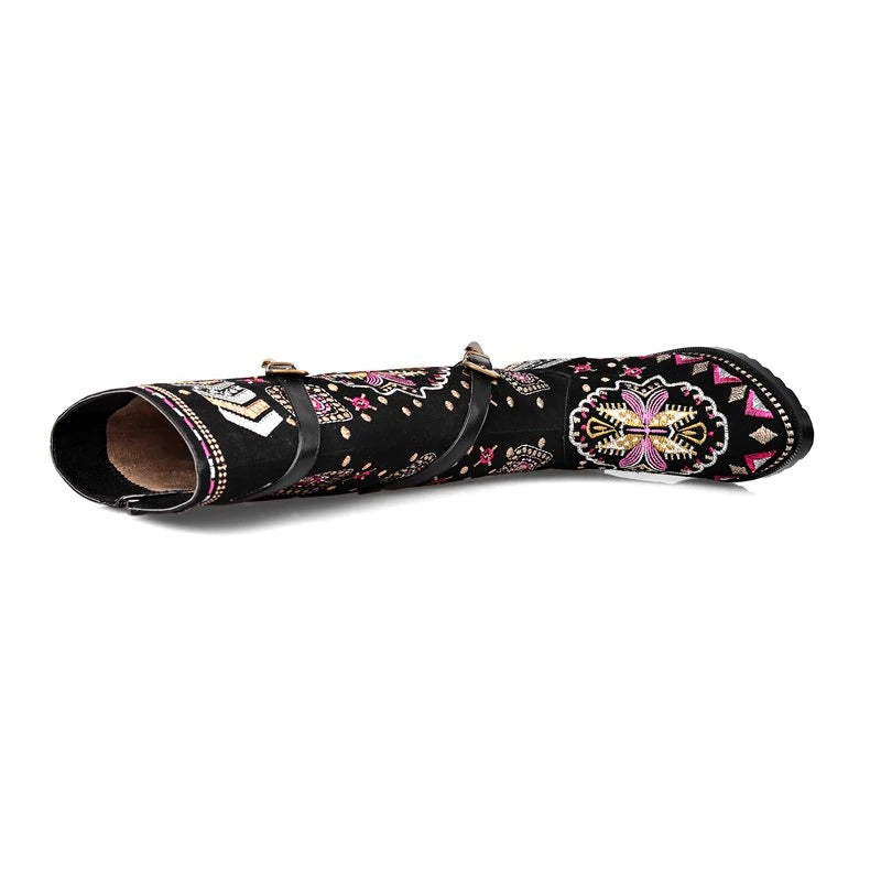 Women's Genuine Leather Western Boots / High Elegant Embroidered  Shoes - HARD'N'HEAVY