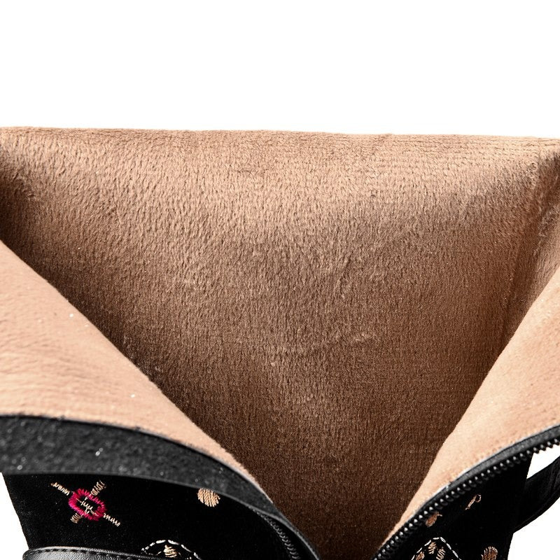 Women's Genuine Leather Western Boots / High Elegant Embroidered  Shoes - HARD'N'HEAVY