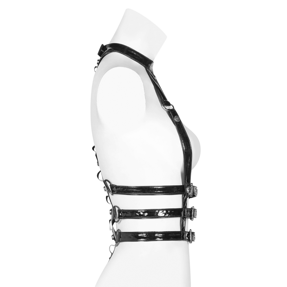 Women's Glossy Spine-Shaped Harness with Eyelets