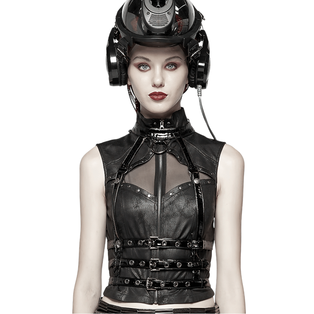 Women's Glossy Spine-Shaped Harness with Eyelets