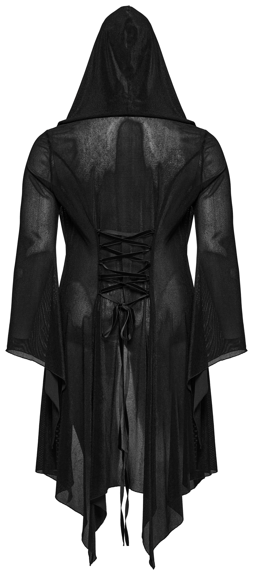 Women's Gothic Black Hooded Lace Cape with Eyelets