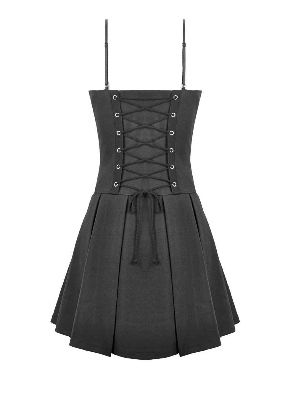 Women's Gothic Buckle Corset Mini Dress with Pleated Skirt