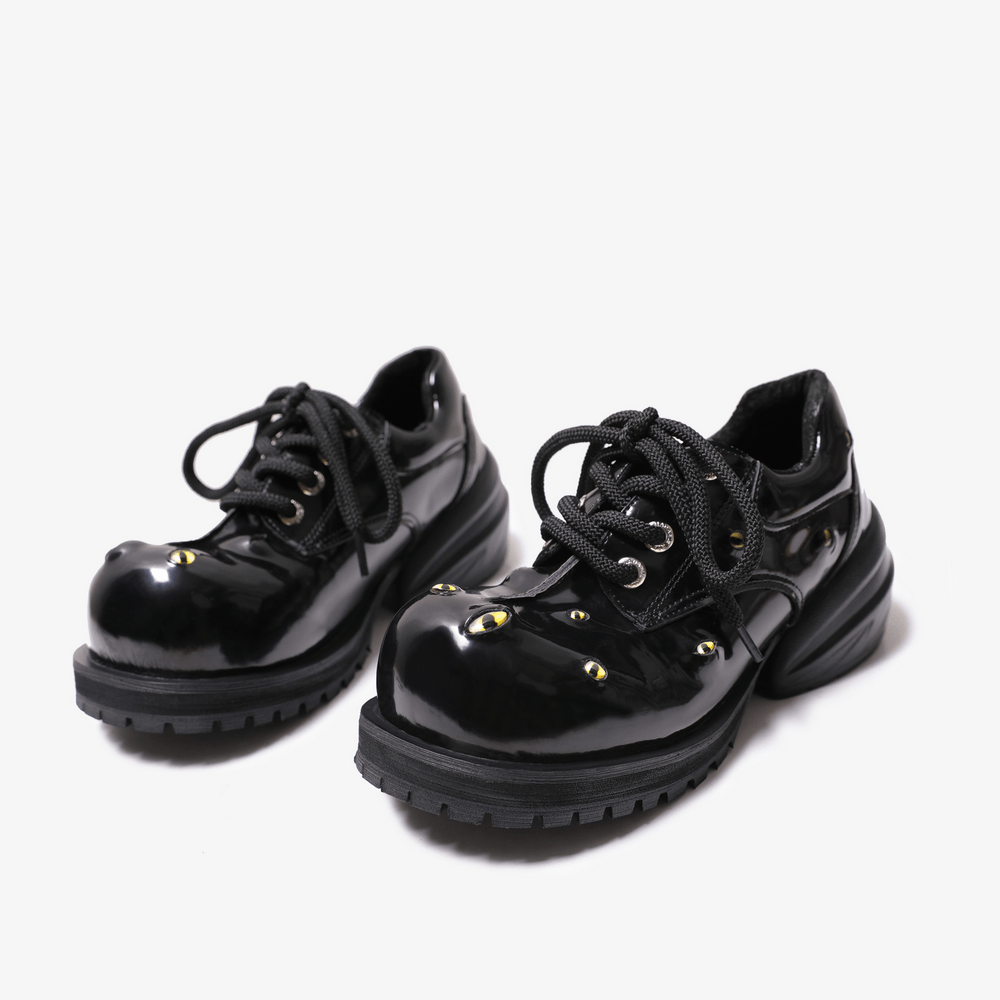 Women's Gothic Cat Eye Patent Leather Derby Shoes