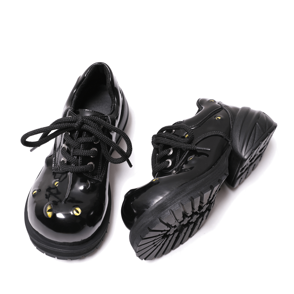Women's Gothic Cat Eye Patent Leather Derby Shoes