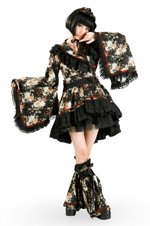 Women's Gothic Inspired Black Floral Lolita Dress